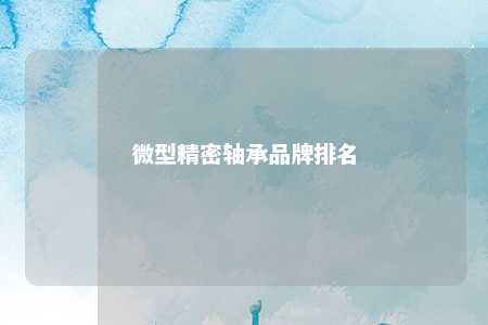 微型精密轴承品牌排名 